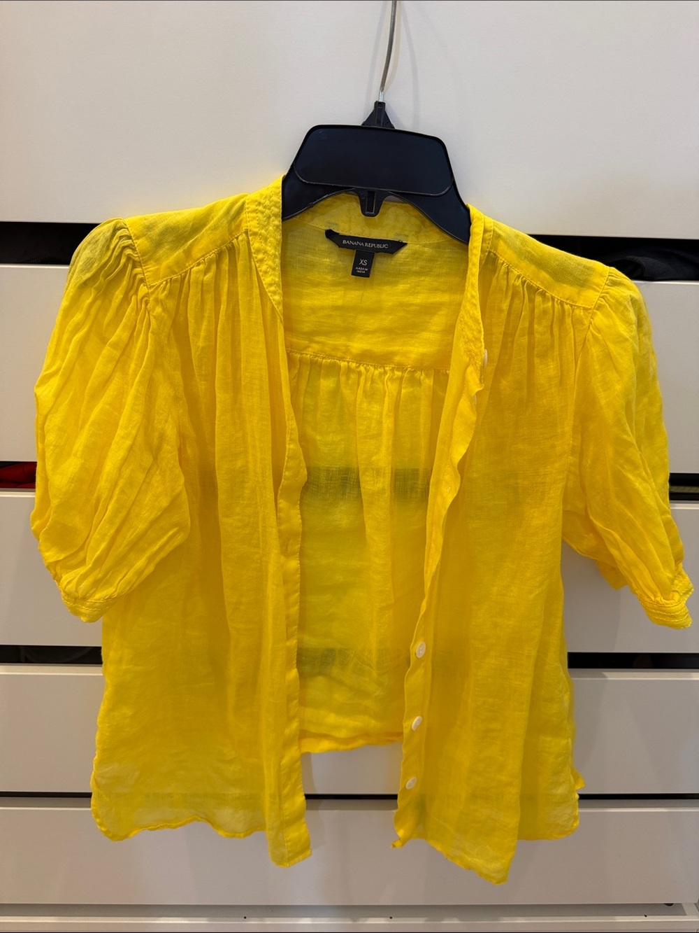 Banana Republic Bright Yellow Sheer Button-Front Blouse